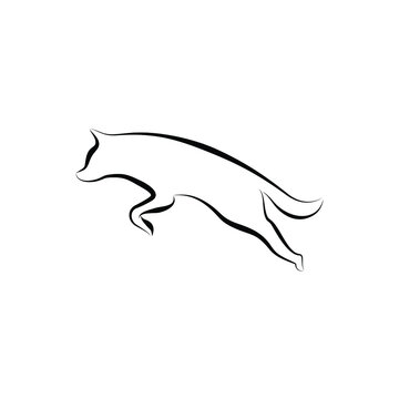 Illustration jumping wolf logo vector simple minimalist logo vector