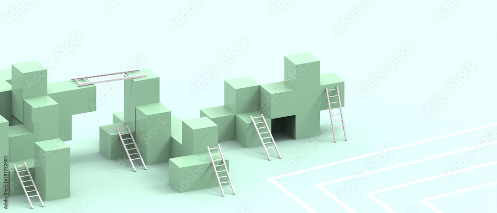 Poster leadership ideas creativity and business concept and solutions in the form of puzzles and simple geo