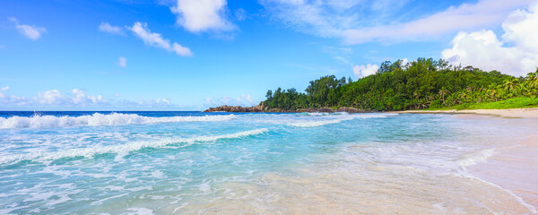 panorama of tropical beach, seychelles