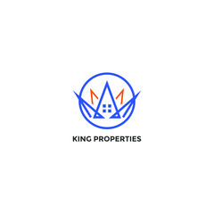 ILLUSTRATION REAL ESTATE, MODERN KING PROPERTIES INSPIRATION SIMPLE LOGO VECTOR