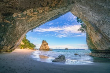 Photo sur Plexiglas Cathedral Cove Vue depuis la grotte de Cathedral Cove, Coromandel, Nouvelle-Zélande