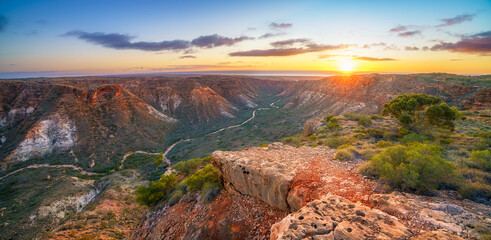 panorama view of sunrise over charles knife canyon, western australia © Christian B.