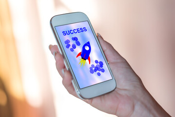 Success concept on a smartphone