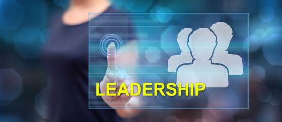 Woman touching a leadership concept