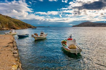 Fototapeta na wymiar Fishing boats in Chios Island, Greece