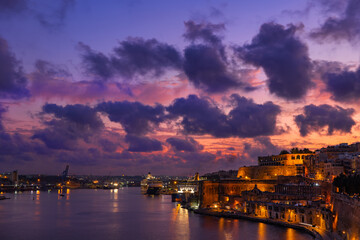 Fototapeta na wymiar Twilight Cloudscape Above Malta