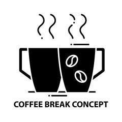 coffee break concept icon, black vector sign with editable strokes, concept illustration