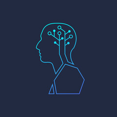 Artificial Intelligence Human Logo Machine Learning Concept. Icon Artificial Intelligence, Logotype, Symbol, Sign