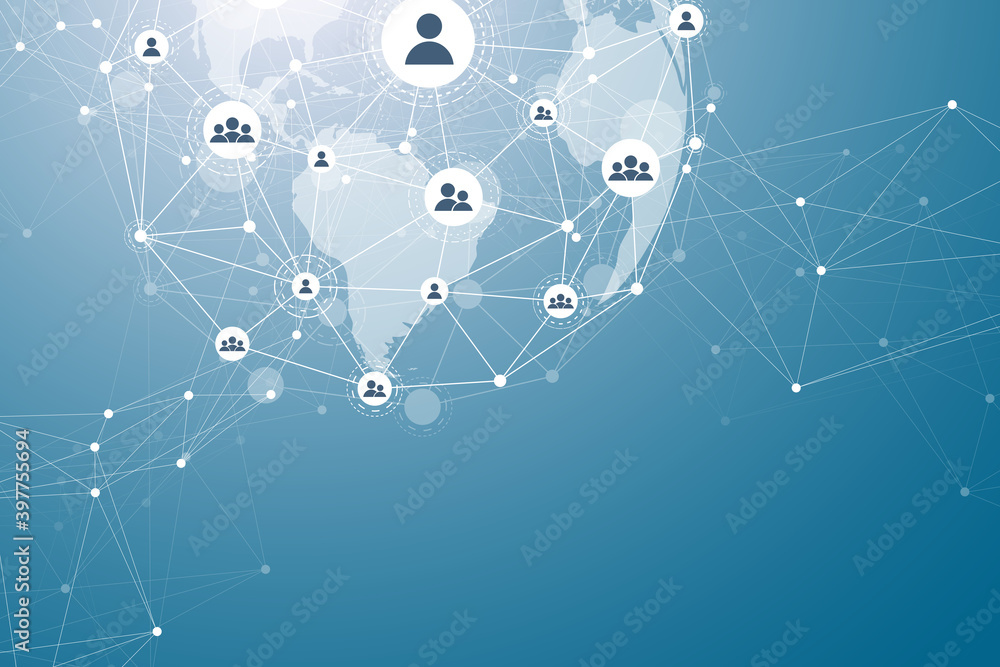 Aufkleber Big data visualization. Social network or business analytics representation. Abstract graphics. Futuristic infographic illustration.
