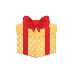 Gift box with ribbon and Bow. Vector illustration.