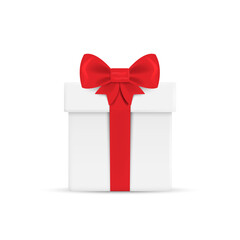 Gift box with ribbon and Bow. Vector illustration.