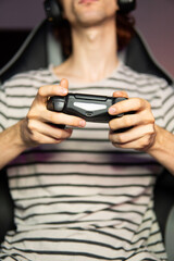 Gamer playing video games.