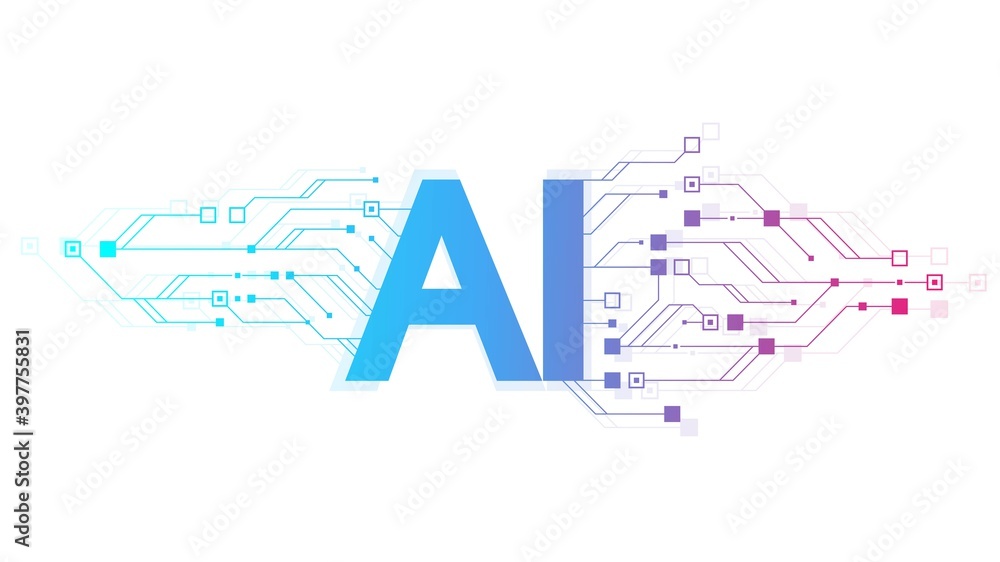 Aufkleber Artificial Intelligence Logo, Icon symbol AI, deep learning blockchain neural network concept. Machine learning, artificial intelligence, ai.