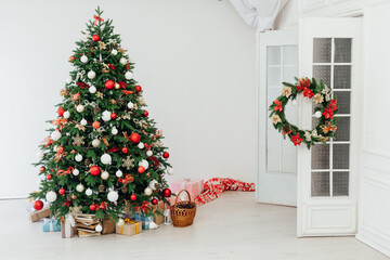 Winter Christmas Tree with gift decoration for the new year