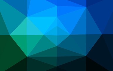 Dark Blue, Green vector shining triangular pattern.