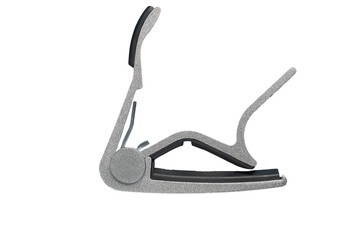 Capo or capodastro for guitar on white background, close-up,