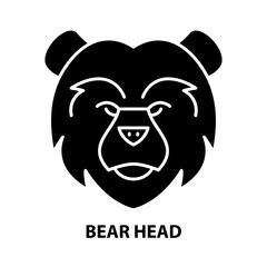 bear head icon, black vector sign with editable strokes, concept illustration