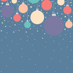 Fototapeta na wymiar Christmas tree ornaments with stars square background