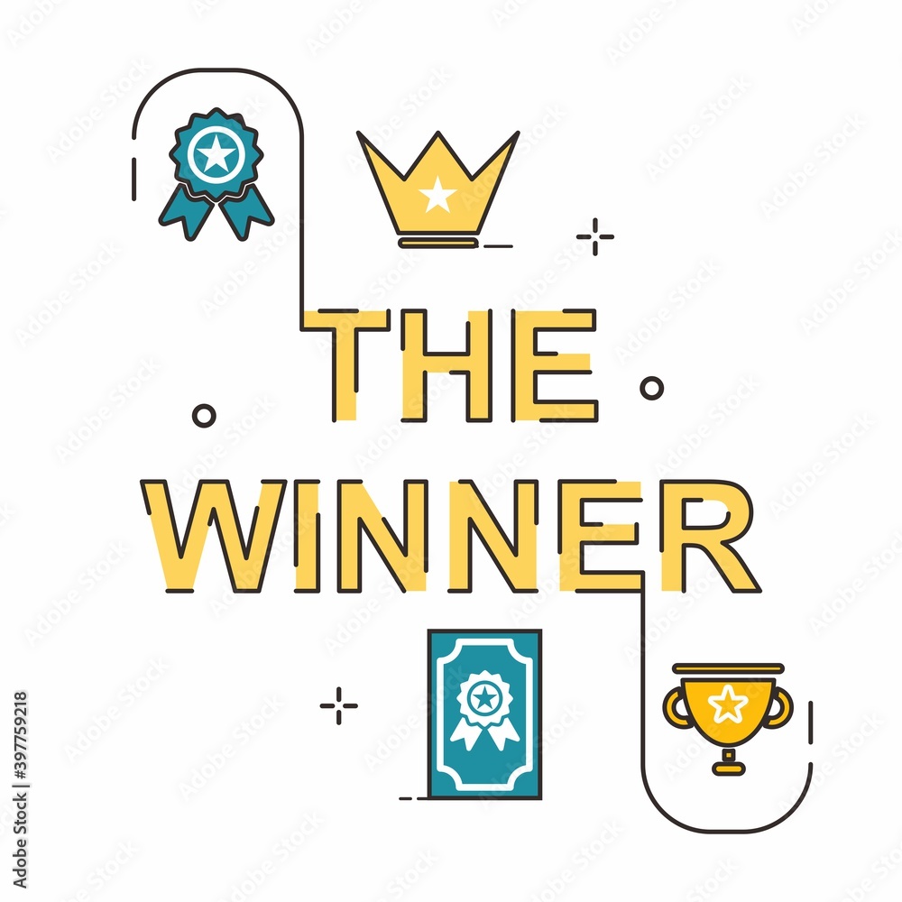 Aufkleber winner simple illustration idea. easy to edit with vector file. can use for all your creative conten