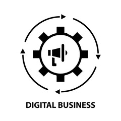digital business icon, black vector sign with editable strokes, concept illustration