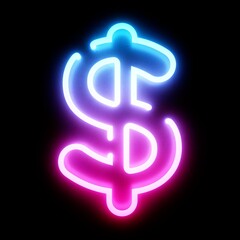 3D Rendering Bleu and Pink Neon Lights Font on dark background