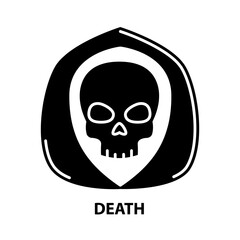 death icon, black vector sign with editable strokes, concept illustration
