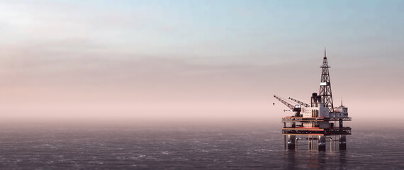Offshore drilling rig on the sea. Oil platform
