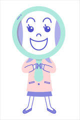 熱心に患者を診る女医　詳しく調べてくれる女医　カラー　アウトラインなし