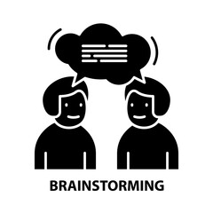 brainstorming icon, black vector sign with editable strokes, concept illustration