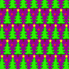 Pattern of green decorative Christmas trees. For print.
