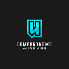 Esport text alphabet logo. Initial letter U