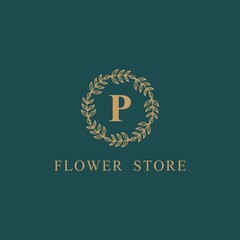 Creative monogram letter P frame luxury logo design