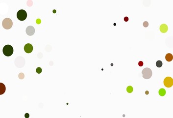 Light Green, Red vector background with bubbles.