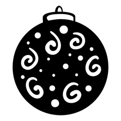 Christmas ball isolated. Christmas ornament. Black and white. Modern vector illustration. Xmas decoration Happy new year