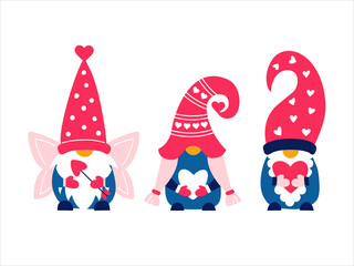 Valentine cute gnomes dwarfs cupid love heart