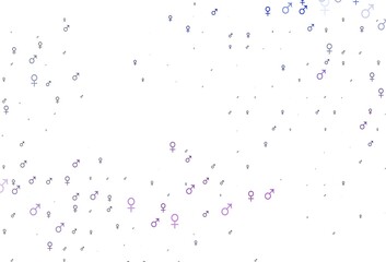 Light pink, blue vector template with man, woman symbols.