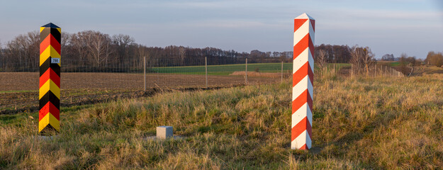 Metal mesh fence on the Polish-German border, serving as a limitation of the spread of ASF disease...