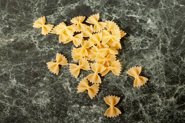 top view of pasta with bows on table