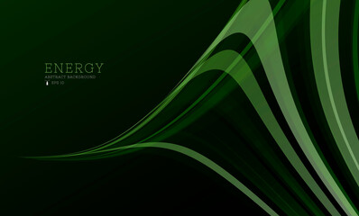 Presentation banner with green lines forming dynamic 3d wave in dark space, abstract wallpaper