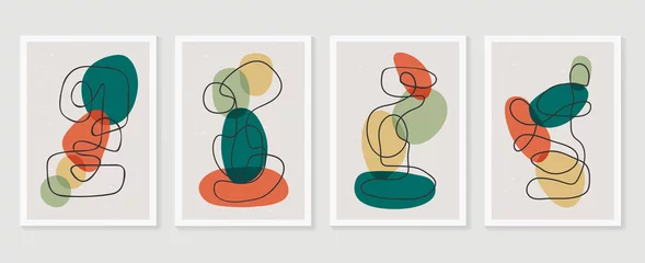 Abstrakte Wandkunst-Vektorsammlung. Erdtöne organische Form Kunstdesign für Poster, Drucke, Cover, Tapeten, minimale und natürliche Wandkunst. Vektor-Illustration. © TWINS DESIGN STUDIO