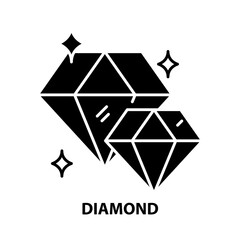 diamond icon, black vector sign with editable strokes, concept illustration