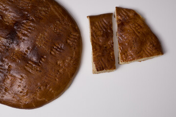 Ttraditional sweet homemade armenian cake gata. Armenian gata, Top view