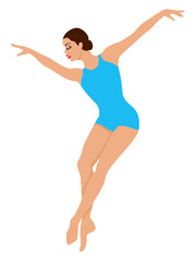 Lady dancer in blue leotard