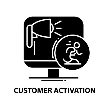 Customer Activation Icon, Black Vector Sign With Editable Strokes, Concept Illustration