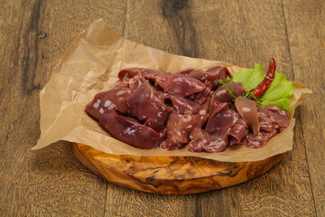 Raw chicken liver ready for cooking