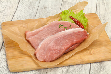 Juicy raw pork steak meat