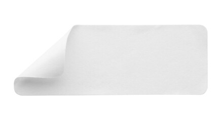 Blank white paper sticker label isolated on white background
