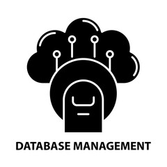database management icon, black vector sign with editable strokes, concept illustration