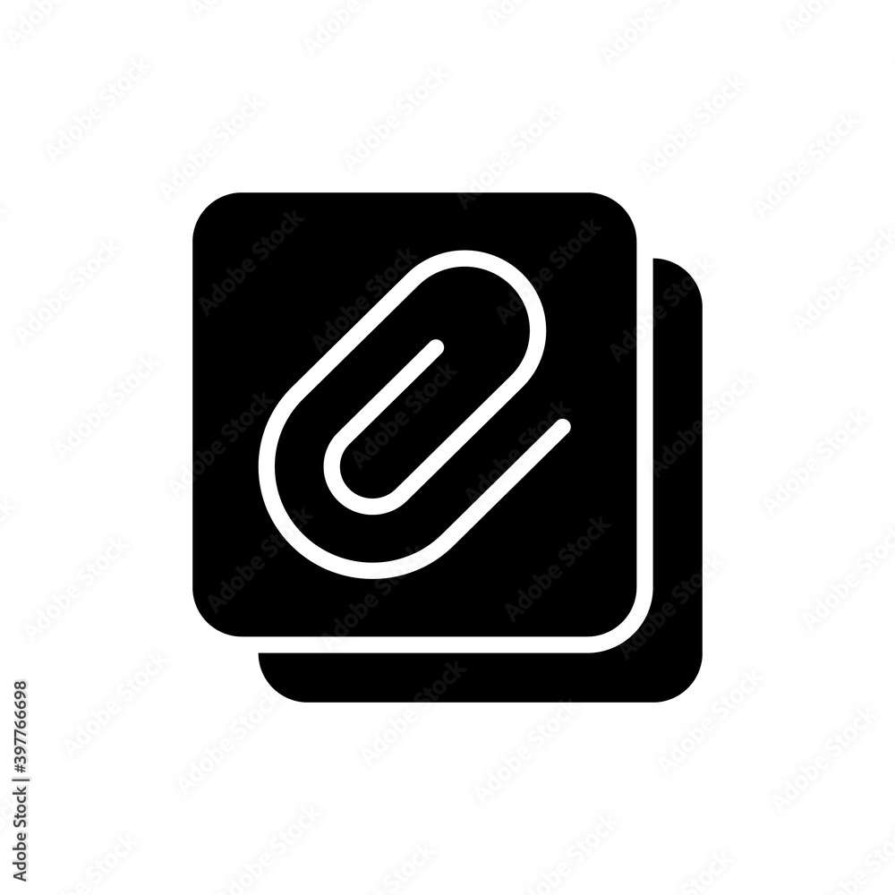 Poster enclosure black glyph icon. attachment of different personal data files. sending images and videos. 