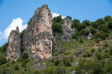 Canyon with meanders on the river Uvac, on the Zlatar Mountain, the viewpoint called girl's wall. Uvac is a special nature reserve in Serbia with endangered bird species Griffon vulture.
